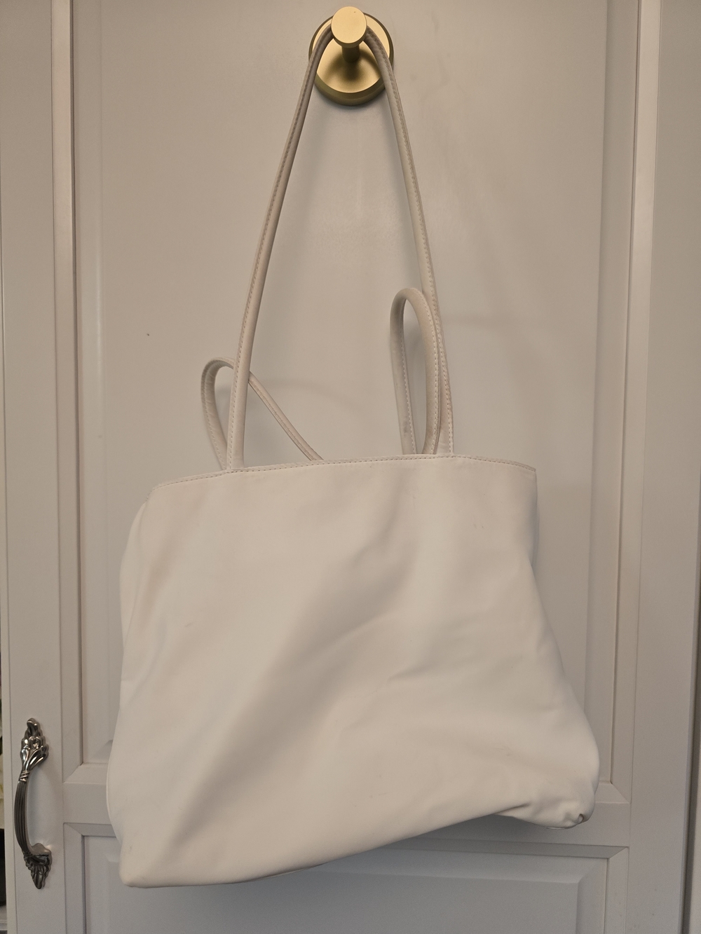 Classic White Tote Bag - Minimal Everyday Shoulder Bag